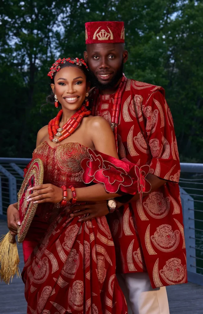 Traditional African wedding photographer UK - Nigerian family group portrait during blessing ceremony